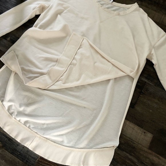 Z Supply High-Slit High-Low Long Sleeve Top XS Cream - Picture 4 of 9